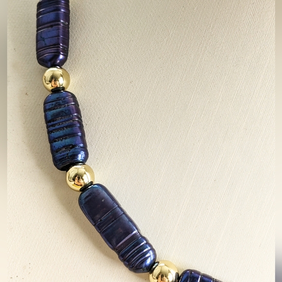 Natural Blue Keshi Pearls Sticks Necklace - Picture 5 of 10